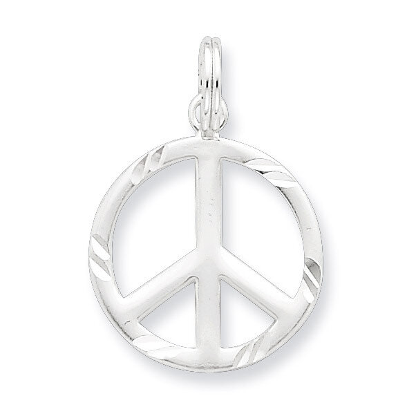 Peace Symbol Charm Diamond-cut Sterling Silver QP1828