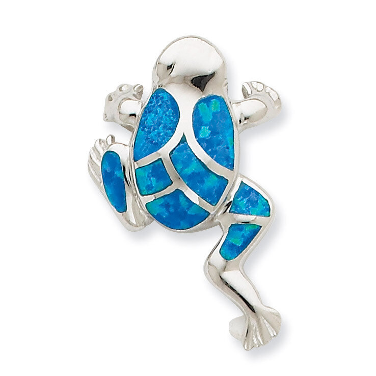 Blue Opal Inlay Frog Slide Pendant Sterling Silver QP1890, MPN: QP1890, 883957497136