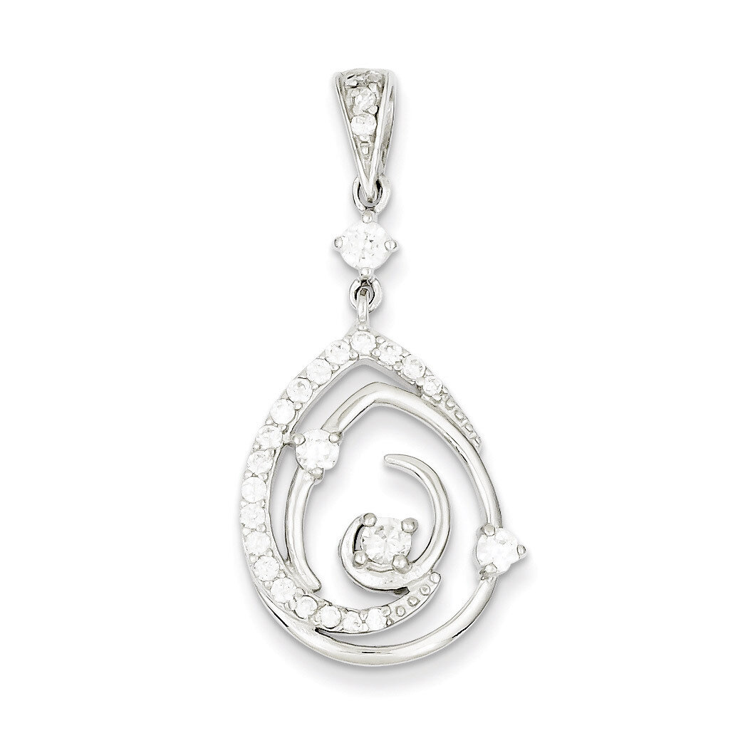 Swirl Diamond Teardrop Pendant Sterling Silver Fancy QP1928, MPN: QP1928, 191101460845