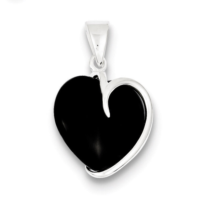 Onyx Heart Pendant Sterling Silver QP193, MPN: QP193, 191101279911