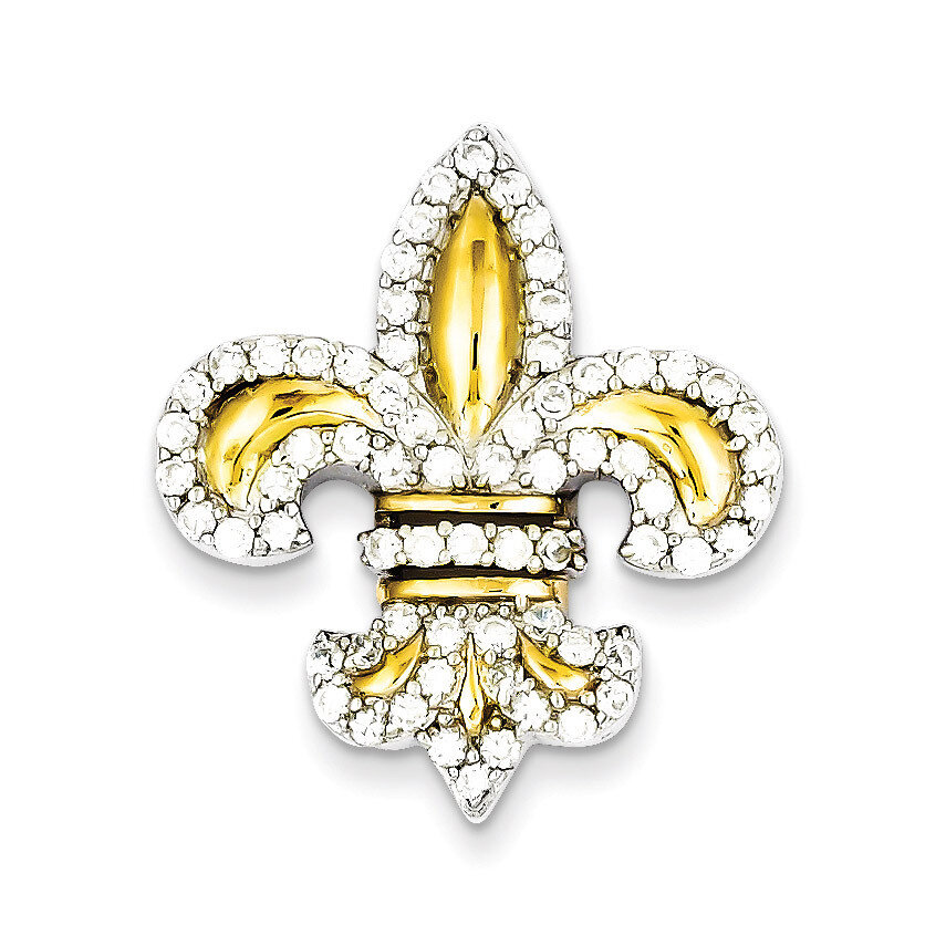 Fleur de Lis Flash Gold-Plated Slide Pendant Sterling Silver Diamond QP1952, MPN: QP1952, 883957558…