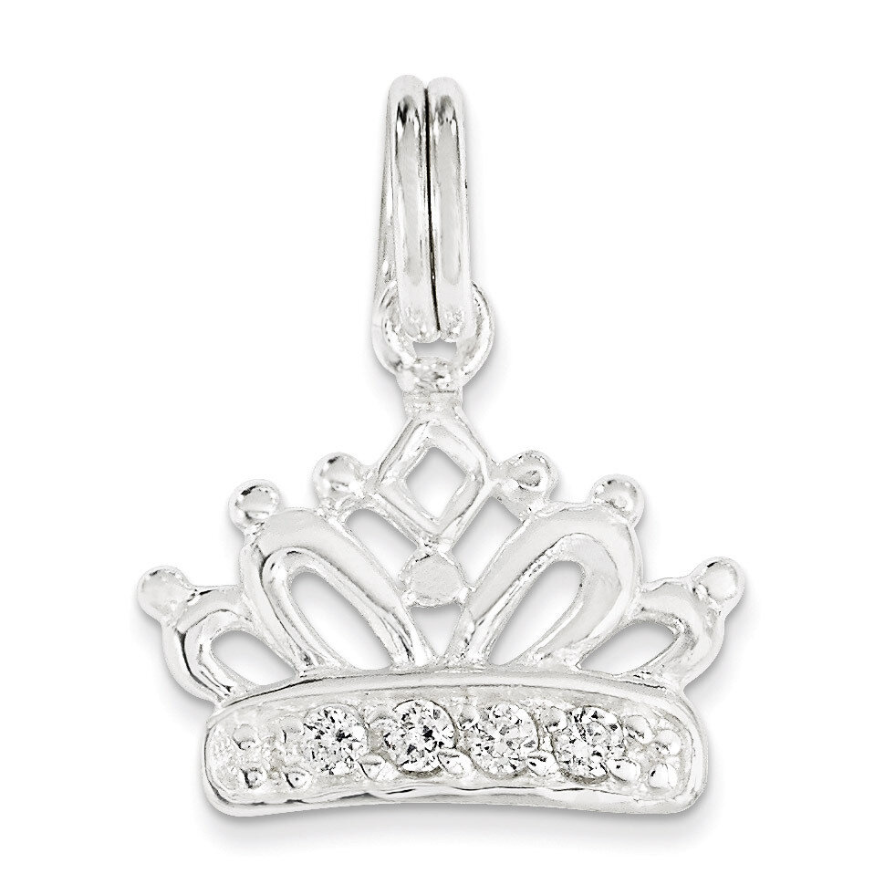 Polished Crown Charm Sterling Silver Diamond QP1956, MPN: QP1956, 723252677843