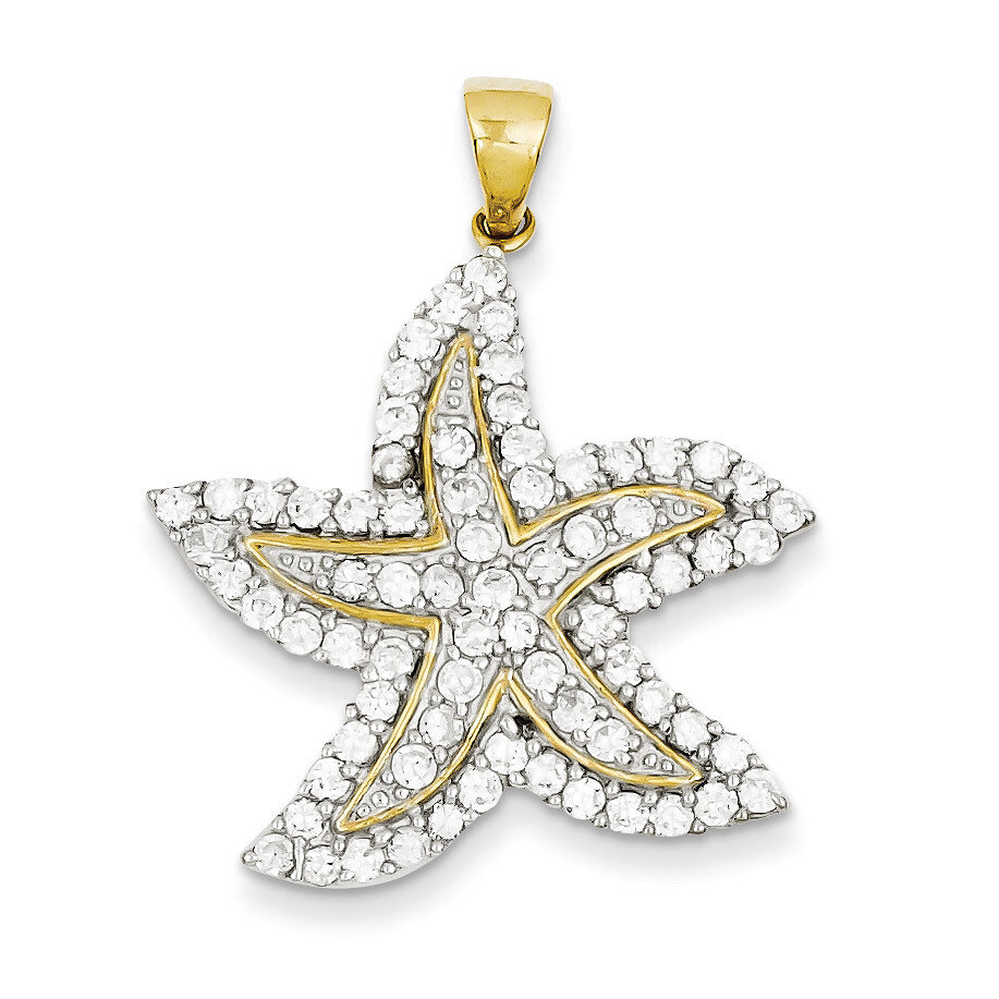 Flash Gold-Plated and Diamond Starfish Pendant Sterling Silver QP2048
