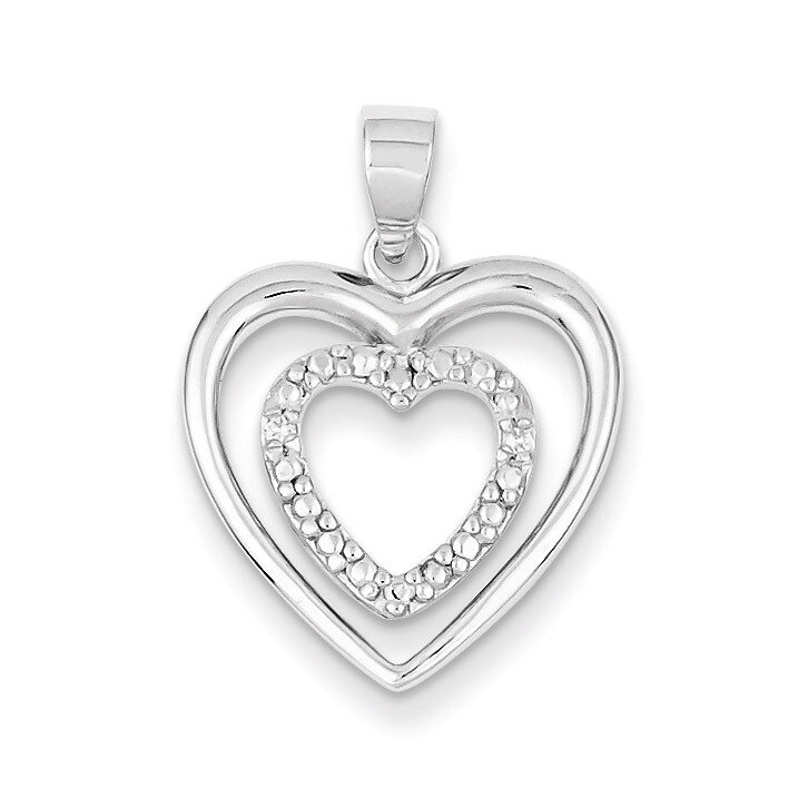 Double Heart Pendant Sterling Silver Diamond QP2053, MPN: QP2053, 883957558172