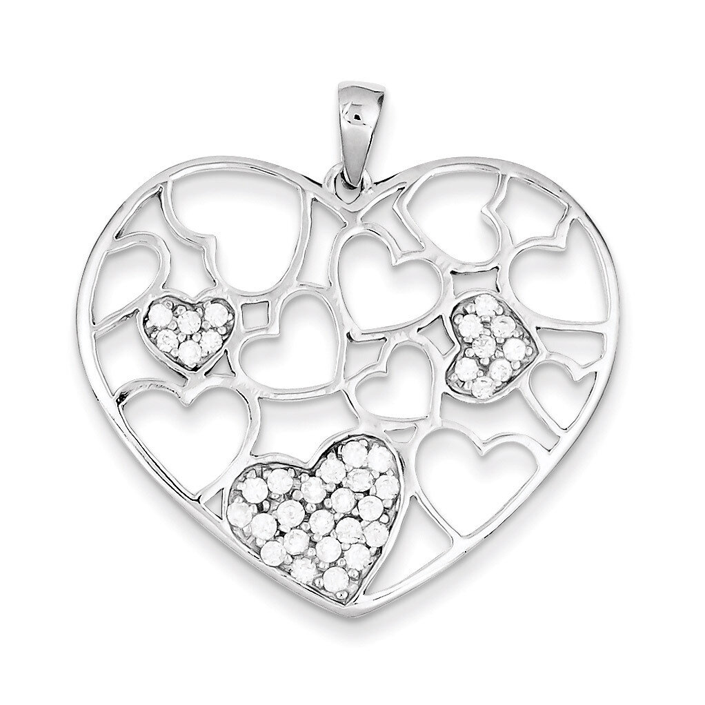 Diamond Hearts Pendant Sterling Silver Polished QP2071, MPN: QP2071, 191101531163