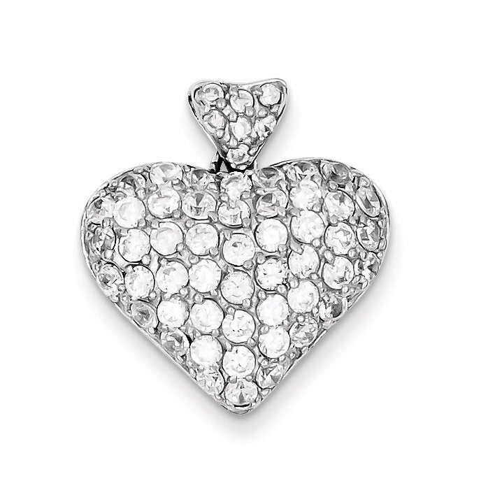 Puffed Heart Pendant Sterling Silver Diamond QP2072