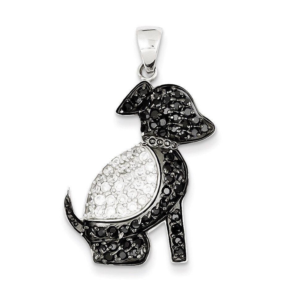 Black and Clear Diamond Dog Pendant Sterling Silver QP2096, MPN: QP2096, 883957521923