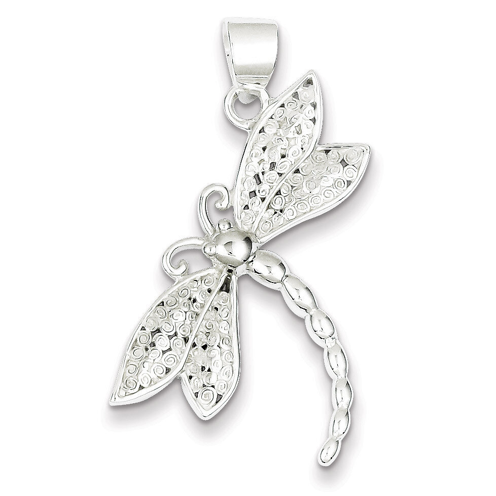 Textured Dragonfly Pendant Sterling Silver Polished QP2140, MPN: QP2140, 723252730289
