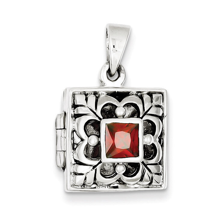 Garnet Locket Sterling Silver QP227, MPN: QP227, 191101279959