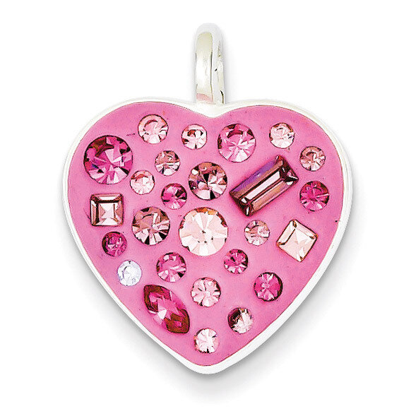 Stellux Crystal Pink Heart Pendant Sterling Silver Rhodium-plated QP2531, MPN: QP2531, 883957037639