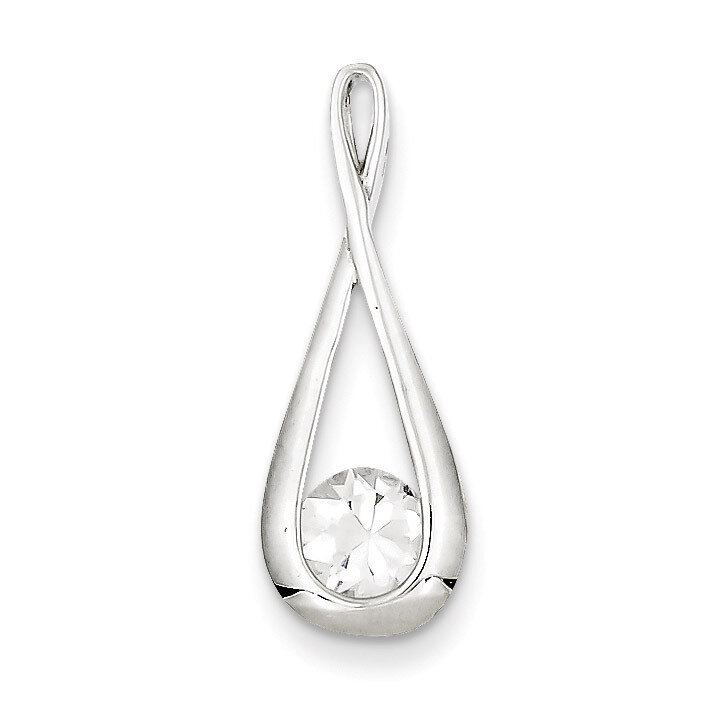 Tear Drop Pendant Sterling Silver Diamond QP2571, MPN: QP2571, 883957572673