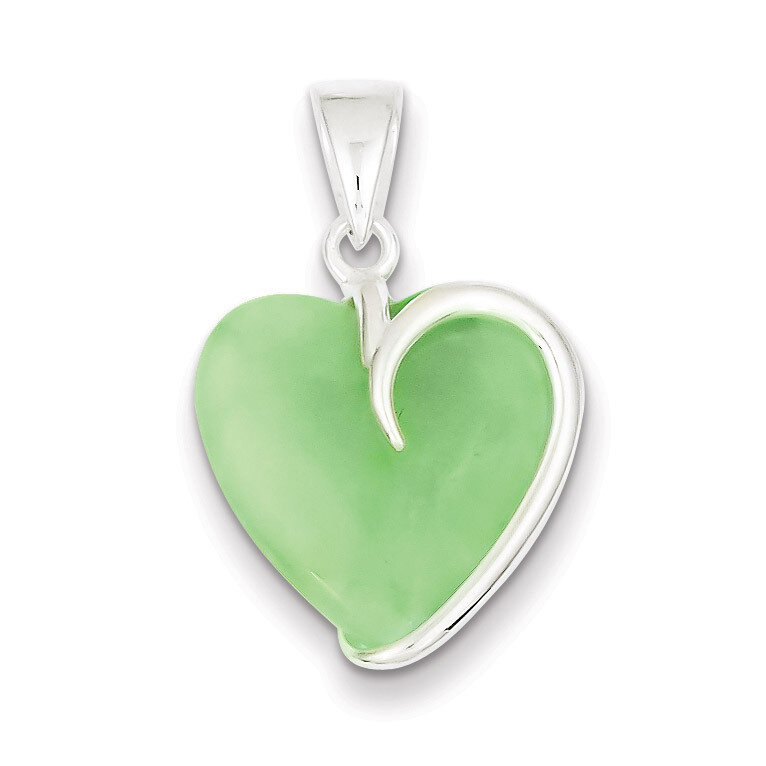 Green Jade Heart Pendant Sterling Silver QP259, MPN: QP259, 191101279973