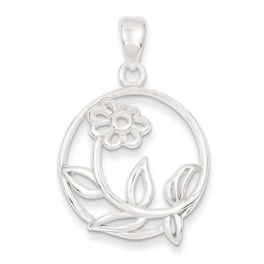 Flower Circle Pendant Sterling Silver Polished QP2597, MPN: QP2597, 191101460975