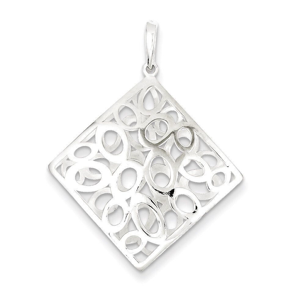 Square with Circles Pendant Sterling Silver Polished QP2614
