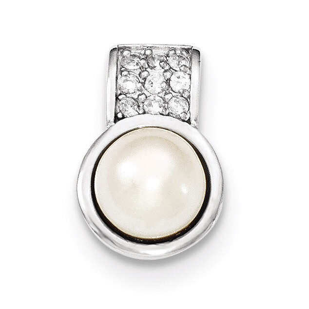 White Cultured Pearl Pendant Sterling Silver Rhodium-plated Diamond QP2723
