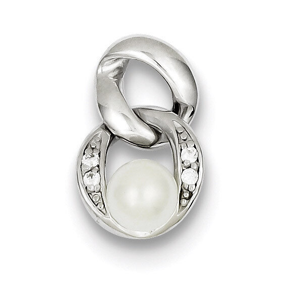 White Simulated Pearl Pendant Sterling Silver Rhodium-plated QP2724, MPN: QP2724, 883957052496