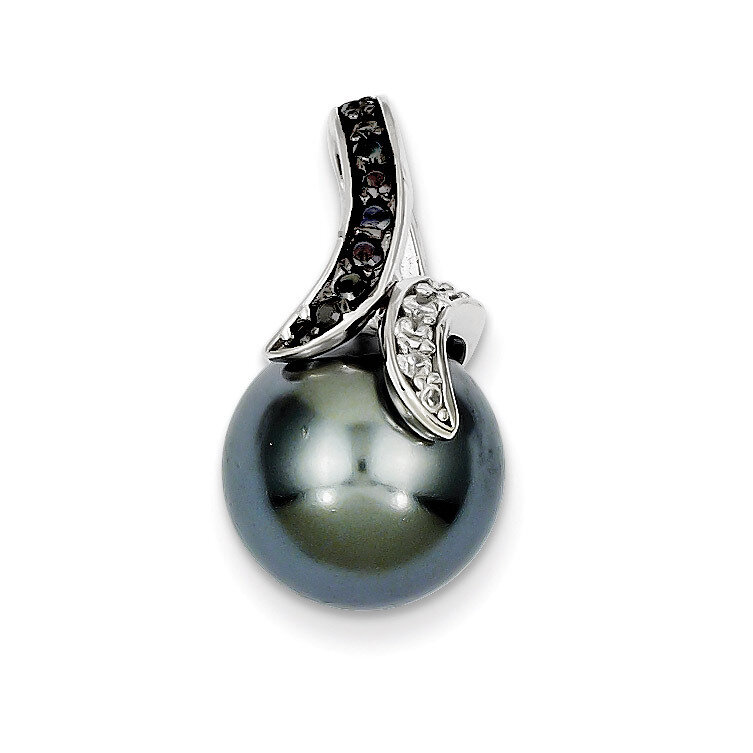 Black &amp; White Large Gray Cultured Pearl Pendant Sterling Silver Diamond QP2728, MPN: QP2728, 883957…