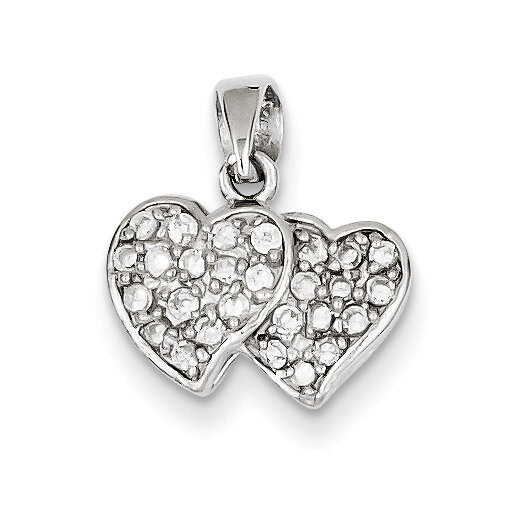 Small Double Hearts Pendant Sterling Silver Diamond QP2763, MPN: QP2763, 883957507286