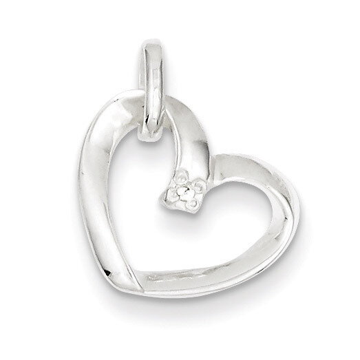 Heart with Diamond Pendant Sterling Silver QP2771