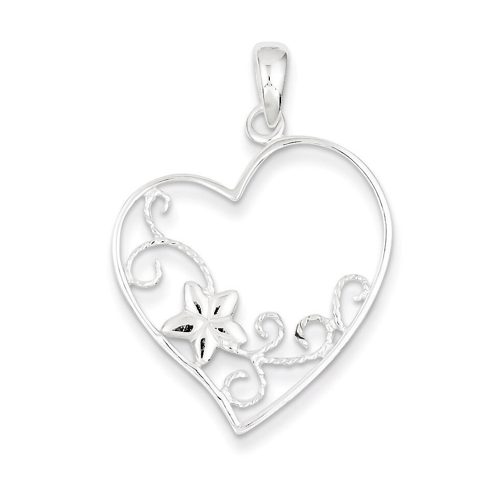 Flower Heart Pendant Sterling Silver QP2794, MPN: QP2794, 191101460999