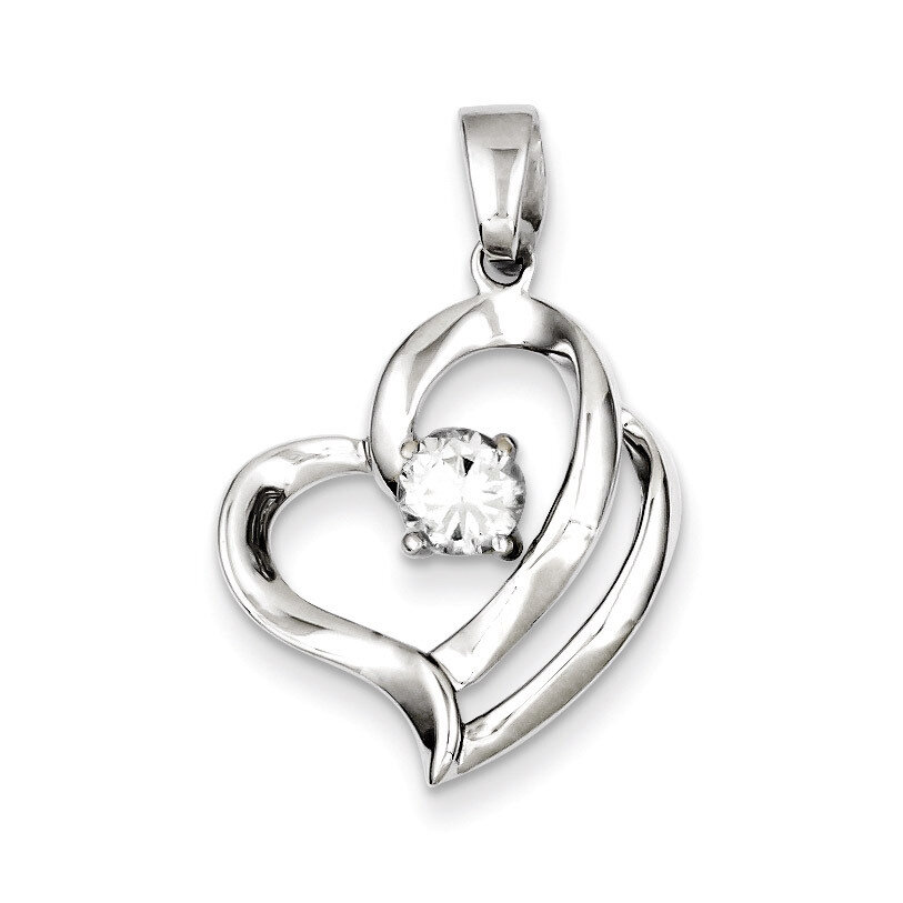 Heart Pendant Sterling Silver Rhodium-plated Diamond QP2797, MPN: QP2797, 883957543376