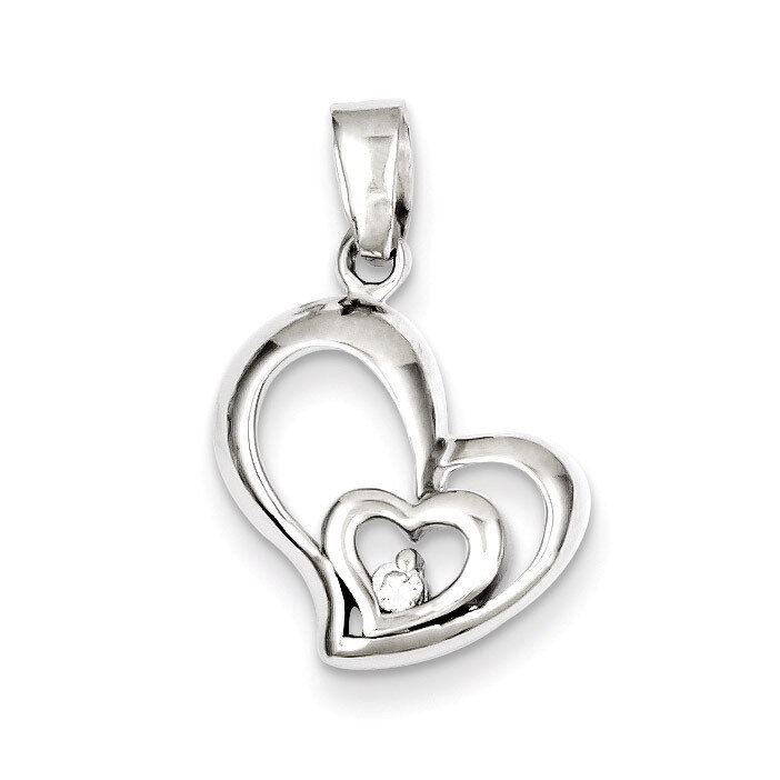 Heart Pendant Sterling Silver Rhodium-plated Diamond QP2798, MPN: QP2798, 883957490540