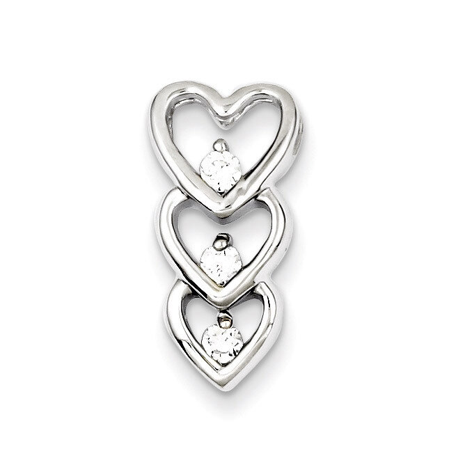 Multi Hearts Slide Pendant Sterling Silver Rhodium-plated Diamond QP2801