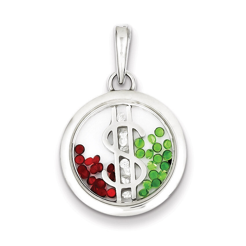 Money Sign and Floating Glass Beads Pendant Sterling Silver QP2857, MPN: QP2857, 883957401386