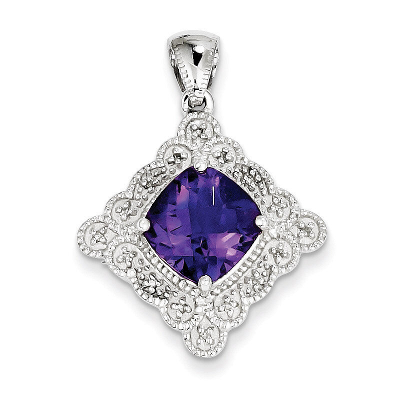 Amethyst and Diamond Pendant Sterling Silver QP2929AM, MPN: QP2929AM, 883957401522