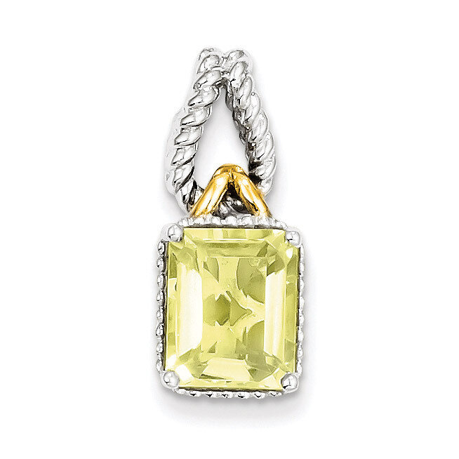 Flash Gold-plate Accent Lemon Quartz Pendant Sterling Silver QP2938LQ, MPN: QP2938LQ, 883957035796