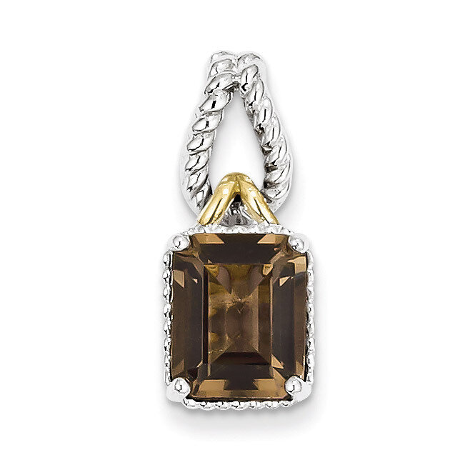 Flash Gold-plate Accent Smokey Quartz Pendant Sterling Silver QP2938SQ, MPN: QP2938SQ, 883957401539