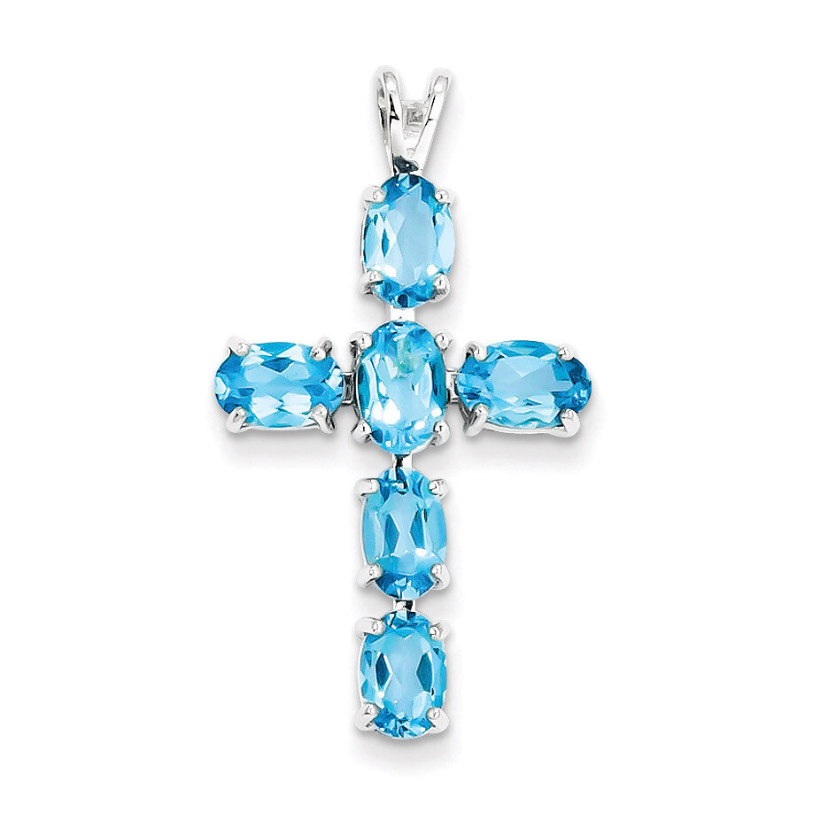 Light Swiss Blue Topaz Cross Pendant Sterling Silver Rhodium-plated QP2954BT, MPN: QP2954BT, 883957…
