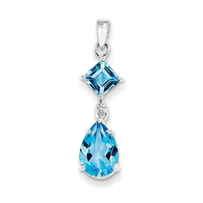 Light Swiss Blue Topaz Pendant Sterling Silver Rhodium-plated Diamond QP2956BT, MPN: QP2956BT, 8839…