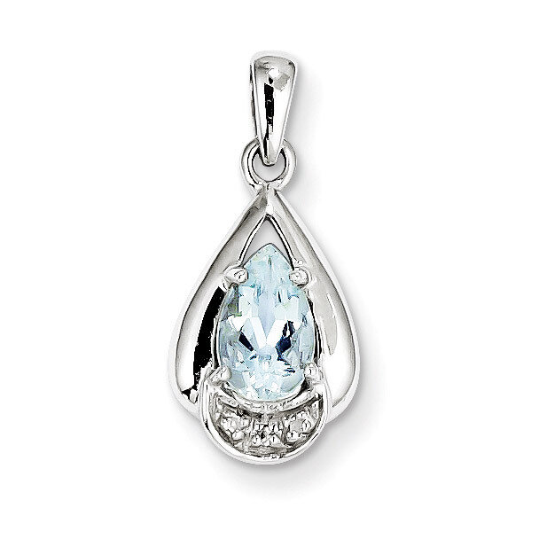 Aquamarine Pendant Sterling Silver Rhodium-plated Diamond QP2958AQ, MPN: QP2958AQ, 883957530499
