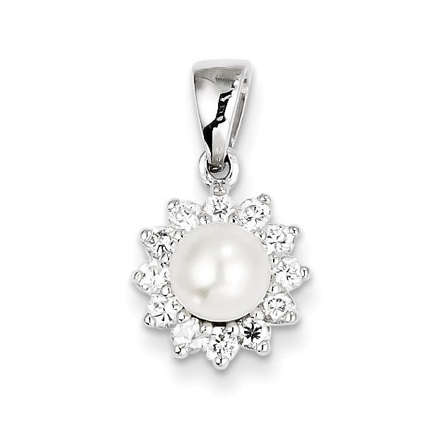 Cultured Pearl &amp; Diamond Pendant Sterling Silver Rhodium-plated QP2967, MPN: QP2967, 883957497273