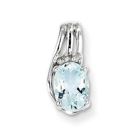 Aquamarine Oval Pendant Sterling Silver Rhodium-plated Diamond QP2979AQ, MPN: QP2979AQ, 883957435800
