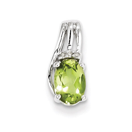 Peridot Oval Pendant Sterling Silver Rhodium-plated Diamond QP2979PE, MPN: QP2979PE, 883957358246