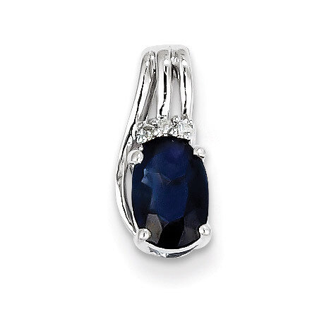 Sapphire Oval Pendant Sterling Silver Rhodium-plated Diamond QP2979S, MPN: QP2979S, 883957533599