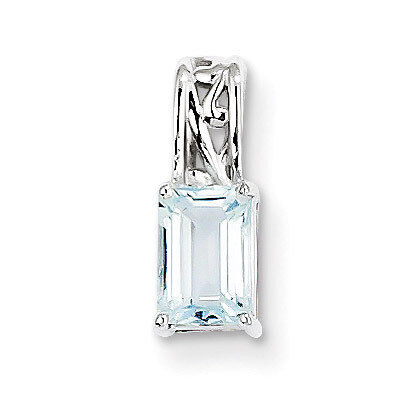 Aquamarine Rectangle Pendant Sterling Silver Rhodium-plated QP2981AQ, MPN: QP2981AQ, 883957435817