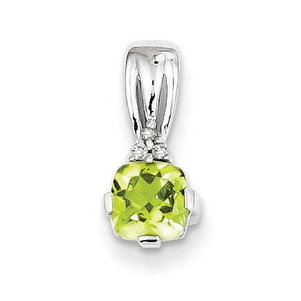 Peridot Pendant Sterling Silver Rhodium-plated Diamond QP2983PE, MPN: QP2983PE, 883957435831