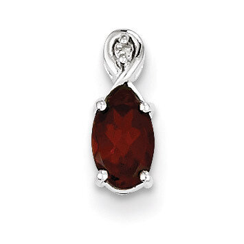 Garnet Oval Pendant Sterling Silver Rhodium-plated Diamond QP2984GA, MPN: QP2984GA, 883957604251