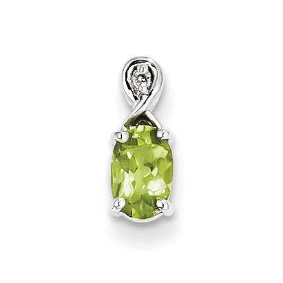 Peridot Oval Pendant Sterling Silver Rhodium-plated Diamond QP2984PE, MPN: QP2984PE, 883957461854