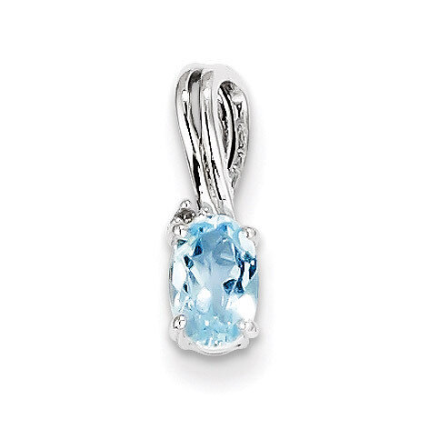 Sky Blue Topaz Oval Pendant Sterling Silver Rhodium-plated Diamond QP2985BT, MPN: QP2985BT, 8839574…