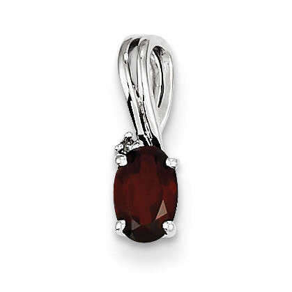 Garnet Oval Pendant Sterling Silver Rhodium-plated Diamond QP2985GA, MPN: QP2985GA, 883957435848