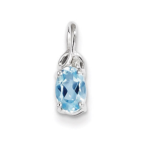 Sky Blue Topaz Oval Pendant Sterling Silver Rhodium-plated Diamond QP2986BT, MPN: QP2986BT, 8839573…