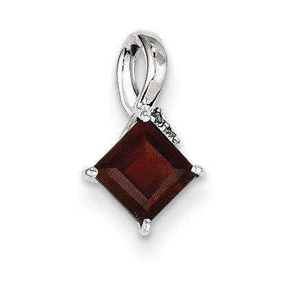 Garnet Square Pendant Sterling Silver Rhodium-plated Diamond QP2990GA, MPN: QP2990GA, 883957358413