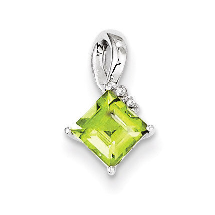 Peridot Square Pendant Sterling Silver Rhodium-plated Diamond QP2990PE, MPN: QP2990PE, 883957435879