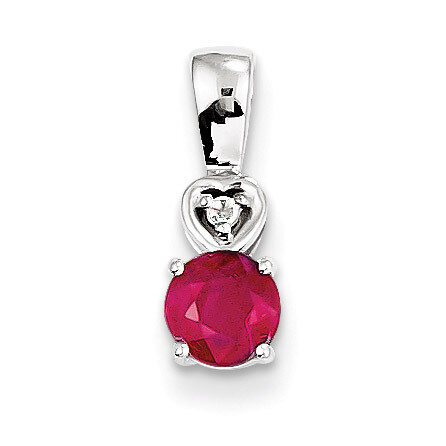 Ruby Round Pendant Sterling Silver Rhodium-plated Diamond QP2991R, MPN: QP2991R, 883957435893