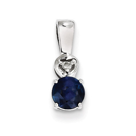 Sapphire Round Pendant Sterling Silver Rhodium-plated Diamond QP2991S, MPN: QP2991S, 883957461878