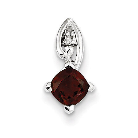 Garnet Square Pendant Sterling Silver Rhodium-plated Diamond QP2993GA, MPN: QP2993GA, 883957358437
